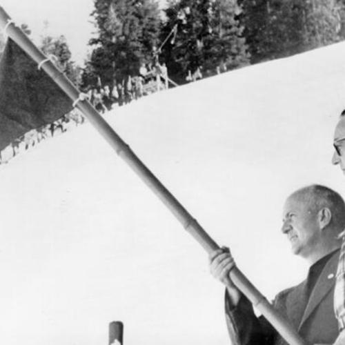 [Governor Brown in Squaw Valley for 1960 Olympic preparations]