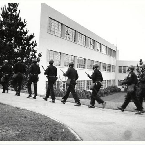 [Riot police on the campus of San Francisco State College]