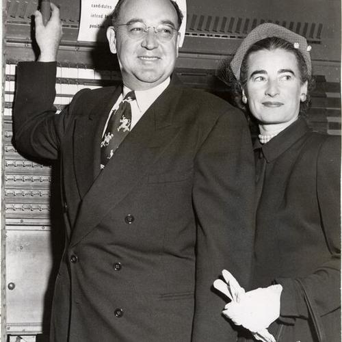 [Mr. and Mrs. Edmund G. Brown at the polls]