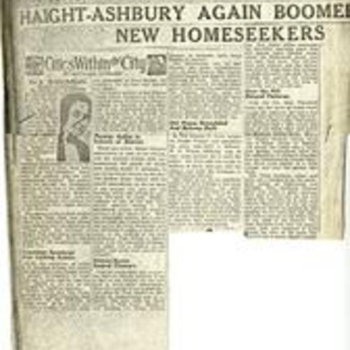 Haight Ashbury Again Boomed...SF Call, Sept., 22 1924