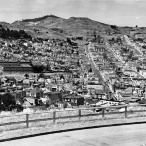 [View of the Diamond Heights district from the west side of Bernal Heights]