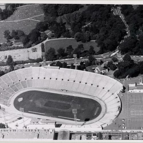 [Aerial view of Kezar Stadium and Children's Playground in Golden Gate Park]