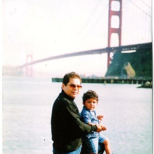 [Juan Carlos and his son near Golden Gate Bridge]