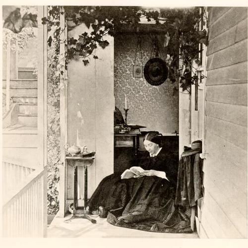 [Mrs. General Fremont in her house at Black Point (now Fort Mason), San Francisco]