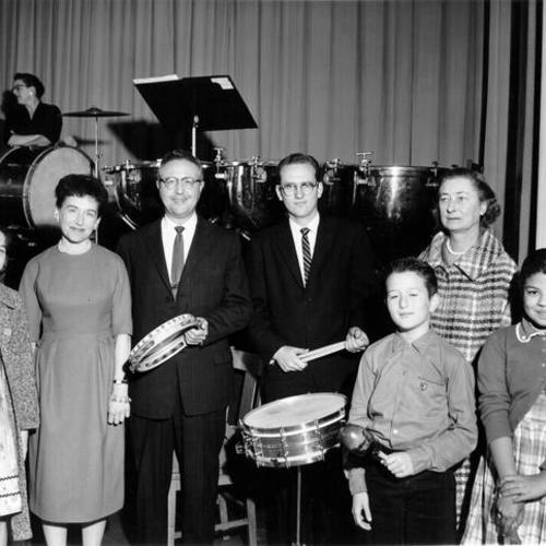 [Musicians at a "Young Audiences" performance at Monroe School]