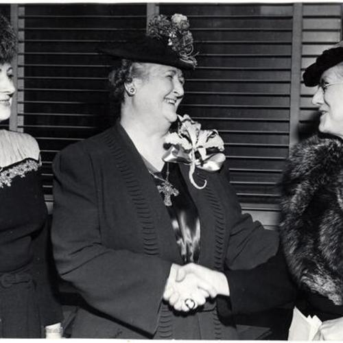 [Theresa Meikle, Judge; Kathlyn Sullivan, Policewoman; and Clarence Cuneo, City & County Federation President]