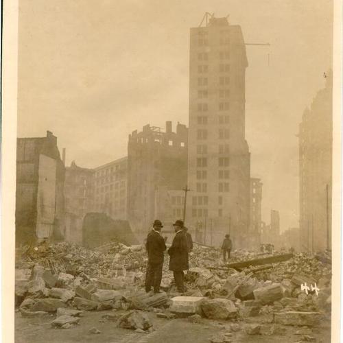 [Wreckage caused by earthquake and fire on Kearny Street, south of Post]