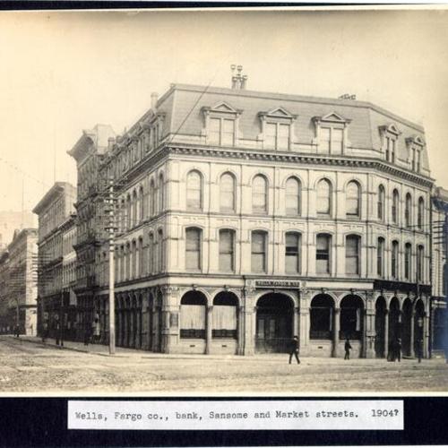 Wells, Fargo co., bank, Sansome and Market streets. 1904?