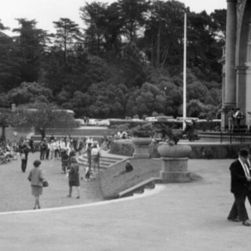 [Audience during a concert at the music concourse in Golden Gate Park]