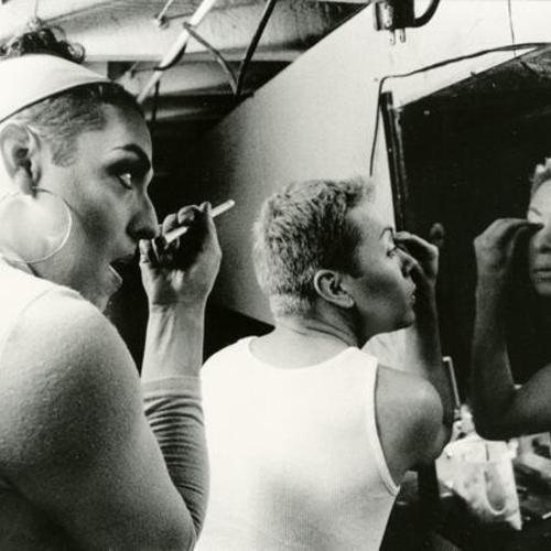 [Esta Noche, performers getting ready before a show in October 2000]