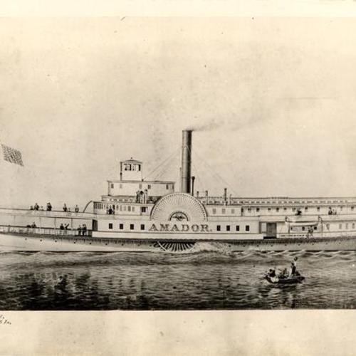 [Drawing of ferryboat "Amador"]