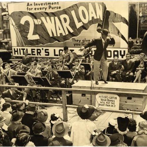 [Entertainer Bill Robinson performing at World War II bond drive in San Francisco]
