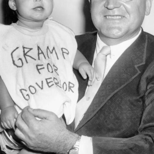 [Edmund G. (Pat) Brown with Kathy Kelly, his 10-month-old granddaughter]