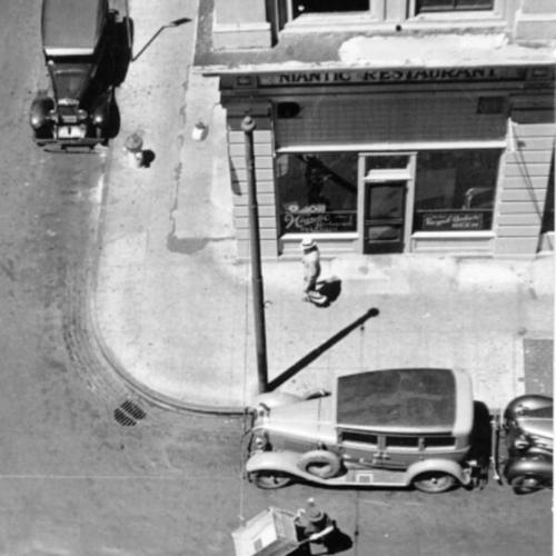 [View of Niantic Restaurant, on Niantic Street, from above]