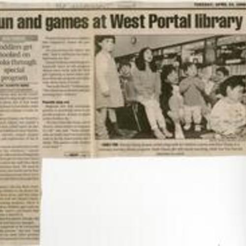 Fun and Games at West Portal Library; The Independent news article, 1996, 1 of 4