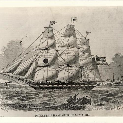 [Drawing of "Packet Ship Isaac Webb, of New York"]