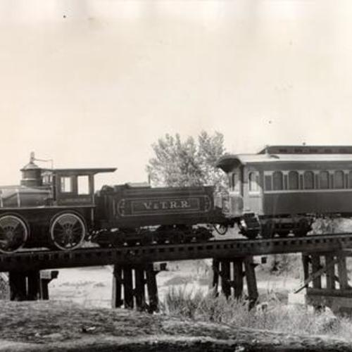 [Historic Virginia & Truckee train as exhibited at the transportation museum in the San Francisco Maritime State Historical Monument]