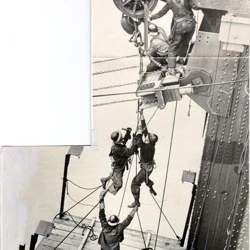 [Construction workers on the San Francisco-Oakland Bay Bridge]