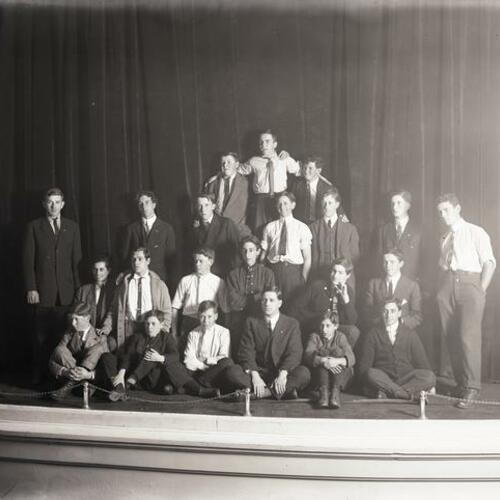 Stage portrait of actors at Y. M. C. A. auditorium