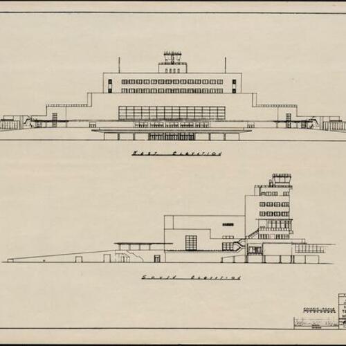 San Francisco Airport Terminal Building  south and west elevation drawing