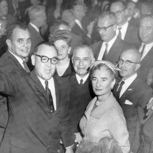 [Governor Brown and his wife as they enter the Assembly]