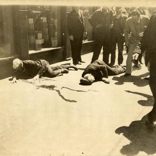 [Howard Sperry and Gene Olson, shot by police on Mission Street during longshoremen s strike]