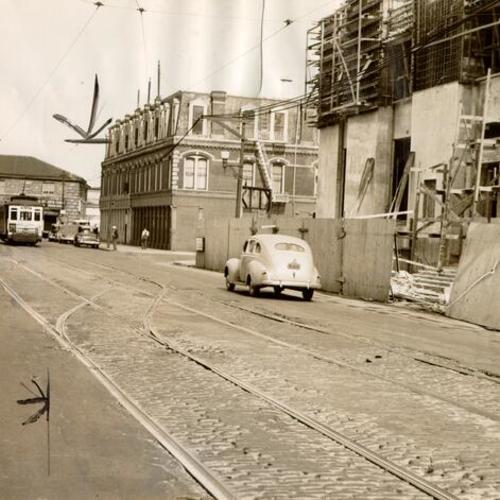 [View of Spear and Mission streets, with Audiffred Building in center background]