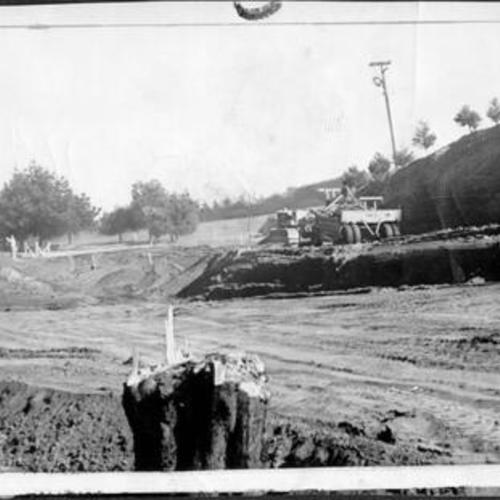 [Beginning construction of the Funston Avenue Approach to Golden Gate bridge]