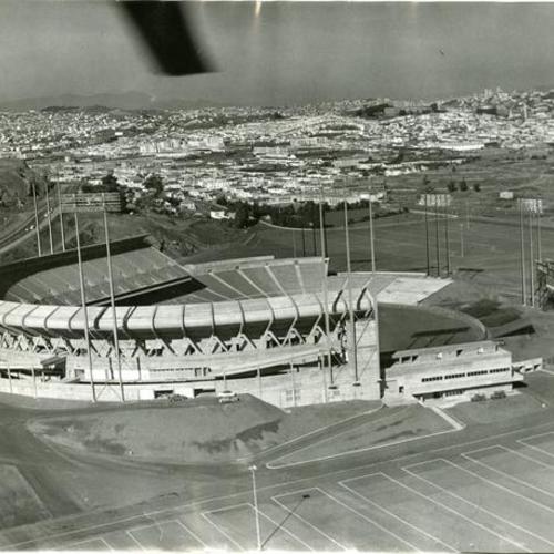 [Aerial view of San Francisco Giants' Candlestick Park stadium]