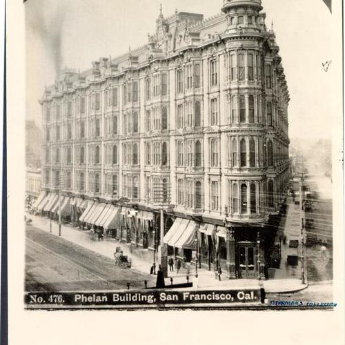 Phelan building, Market and O'Farrell streets. Circa, 1886