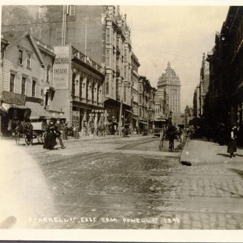 O'Farrell St. Looking East from Powell St. 1896