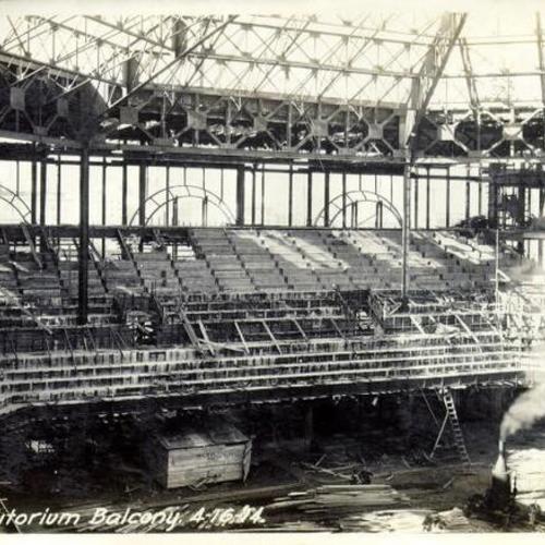 [Construction of San Francisco Civic Auditorium - auditorium balcony]