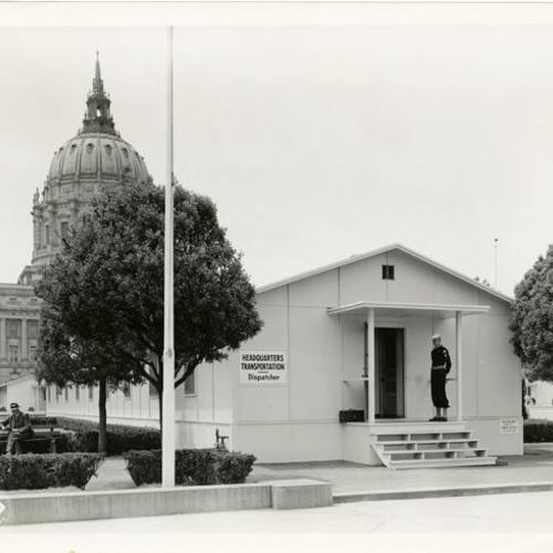 [Temporary Barracks located in the Civic Center Plaza]