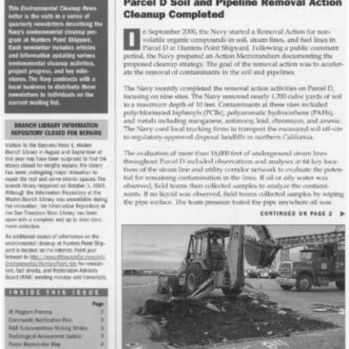 Hunters Point Shipyard-Environmental Cleanup Newsletter, July-September 2001