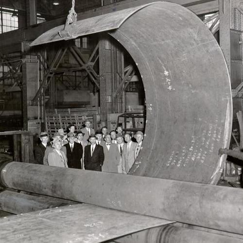 [Calaveras Cement Company executives watching a demonstration at the Bethlehem Pacific Coast Steel]