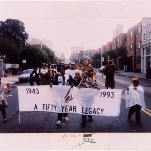 [March during Jones Church 50th Anniversary in 1993 on Sutter Street]
