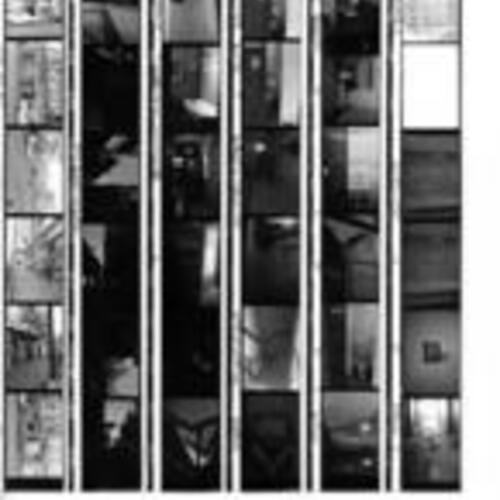 [Contact sheet of a film roll documenting several South of Market hotels and street views]