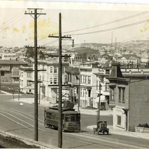 [View of the Richmond District from Golden Gate Park, with Fulton Street in foreground]