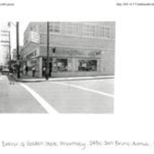 Exterior of Golden State Pharmacy, 2450 San Bruno Avenue 1960