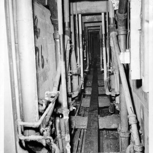 [Utility corridor in Cell Block C where the bodies of three convicts who were killed in an escape attempt were found]