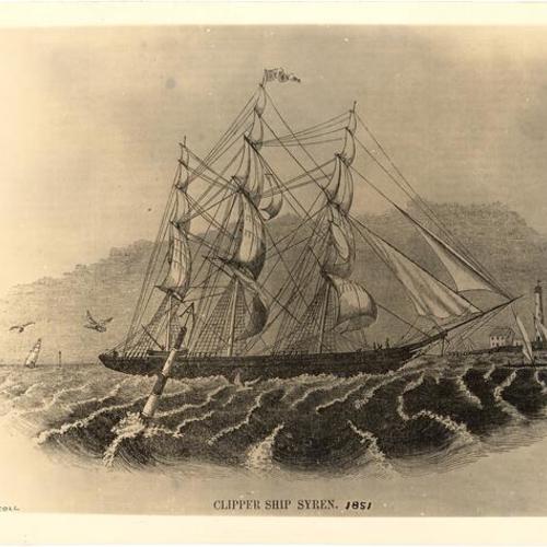 [Engraving of sailing ship "Syren"]