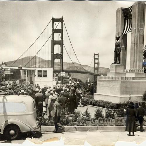 [Unveiling of statue of Joseph B. Strauss at the Golden Gate Bridge]