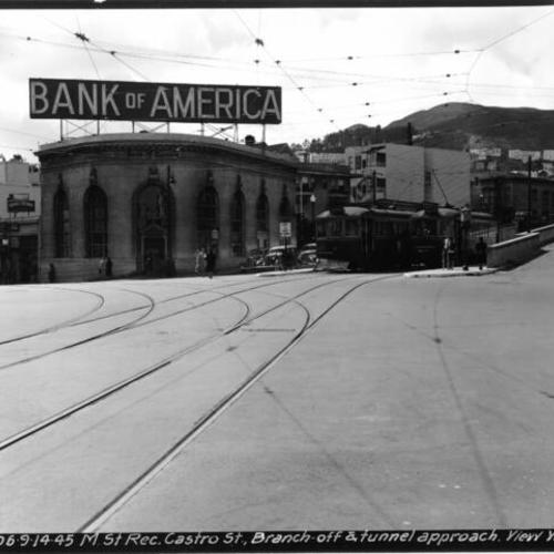[Bank of America on corner of Market at Castro Street, branch east from tunnel]
