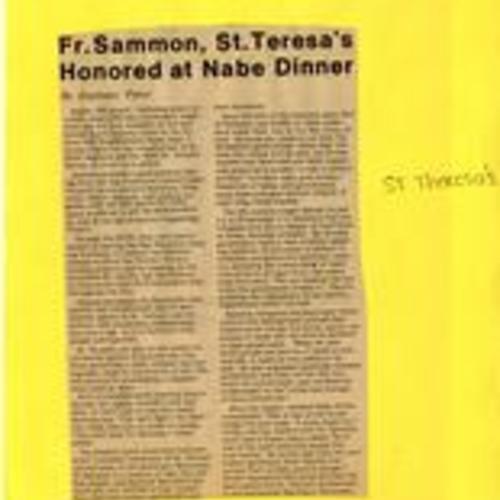 Fr. Sammon, St. Teresa's Honored..., Potrero View, October 1985