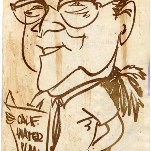 [Caricature of Edmund (Pat) Brown]
