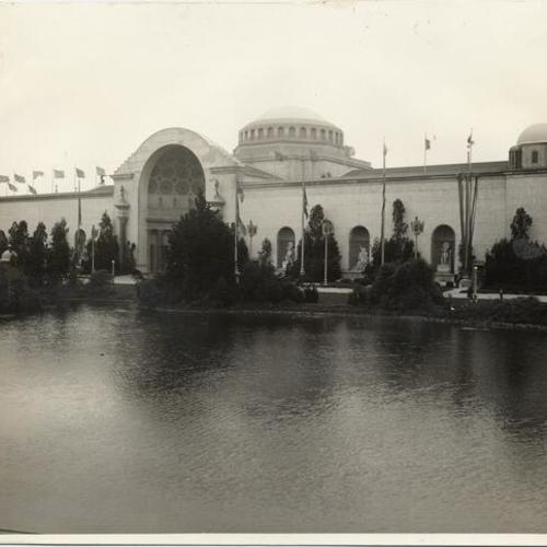 [View of the Palace of Food Products from across the Fine Arts Lagoon, Panama-Pacific International Exposition]