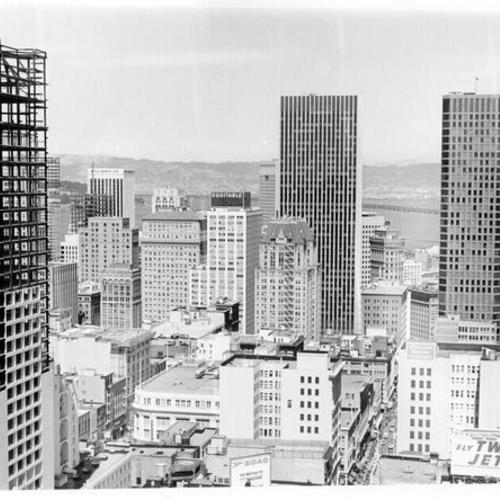 [View of San Francisco looking east from the St. Francis Tower, showing Wells Fargo and Crocker buildings]