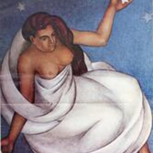 Picture of half-naked woman: Detail from historical fresco by Victor Arnautoff