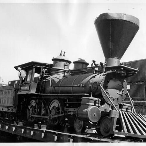 [Old-time train at the Army Docks in Oakland]