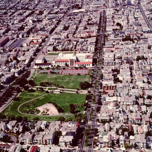 [Aerial view of the Mission district]